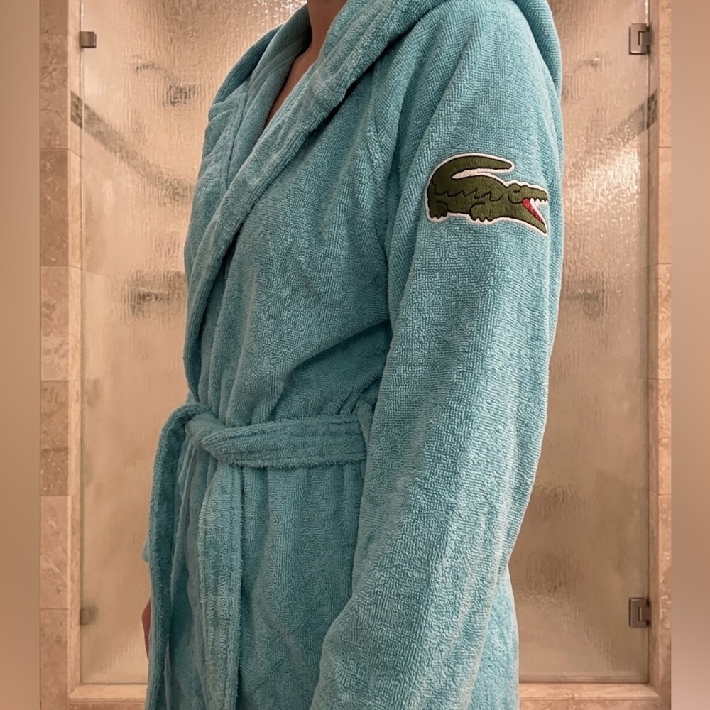 Unisex juniors size teal Hooded Plush bath Robe Jacket